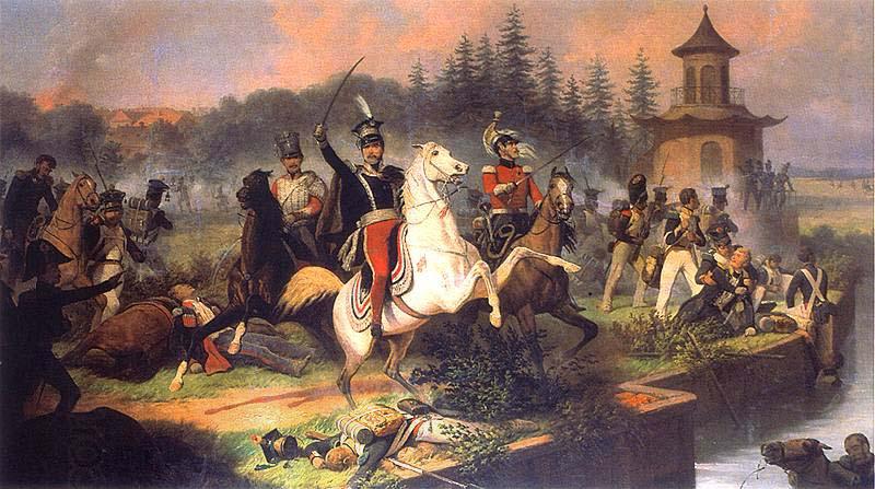 January Suchodolski Death of Prince Jozef Poniatowskiin in the Battle of Leipzig. oil painting picture